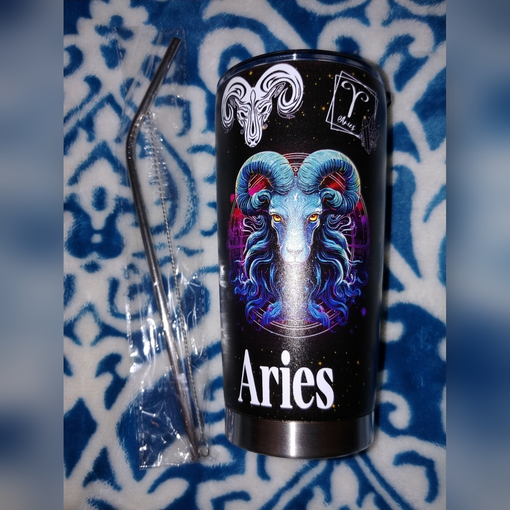 No Brand Name. Aries insulated tumbler with straw. Brand new.